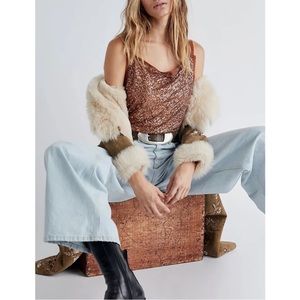 FREE PEOPLE XS Shimmer & Shine sequin bodysuit